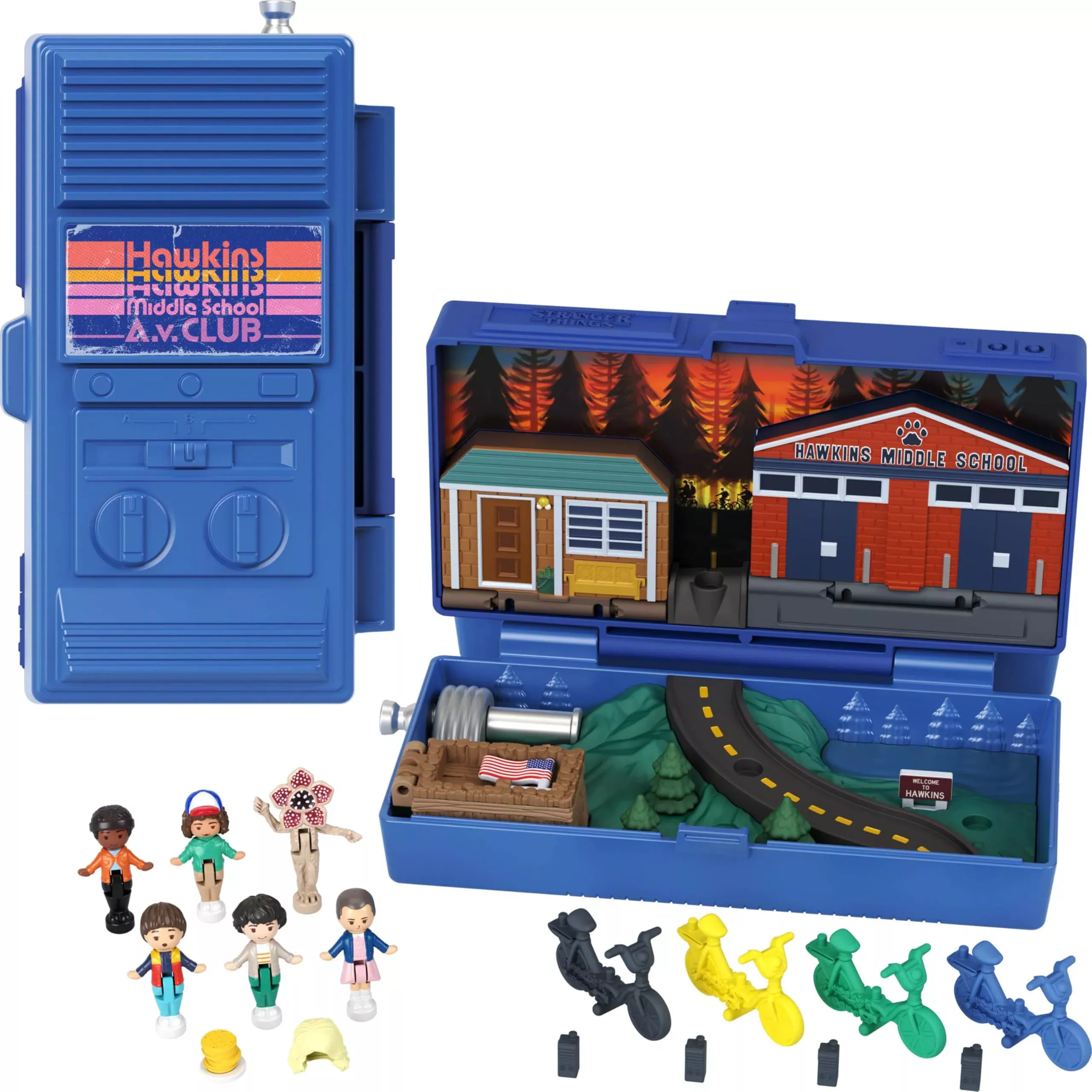 Polly Pocket Collector Playset, Stranger Things Compact With 6 Special Edition Character Dolls And 10 Accessories