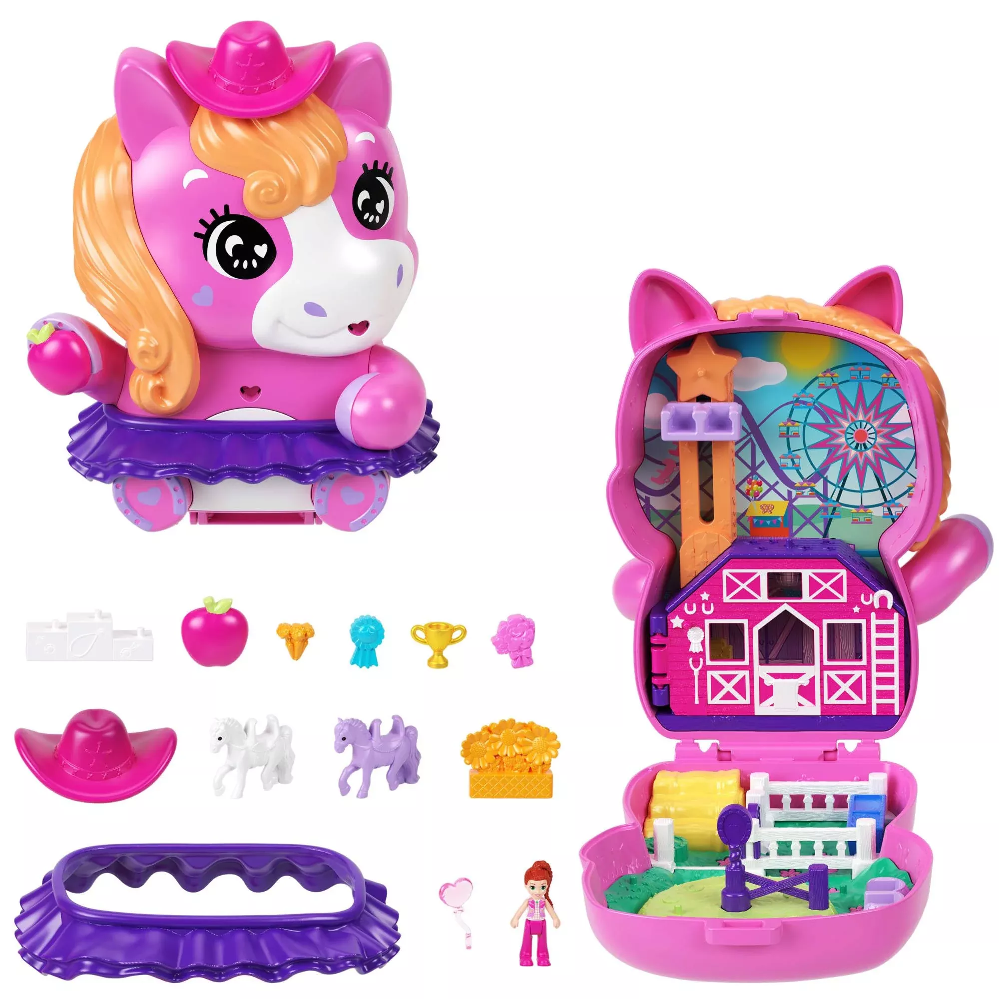 Polly Pocket Pony Rodeo Compact with Micro Doll & Accessories, Multicolor