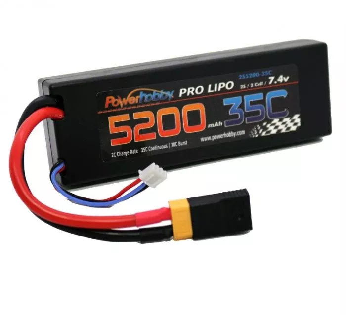 Powerhobby 2S 7.4V 5200mAh 35C Lipo Battery Pack with XT60 Plug and Traxxas