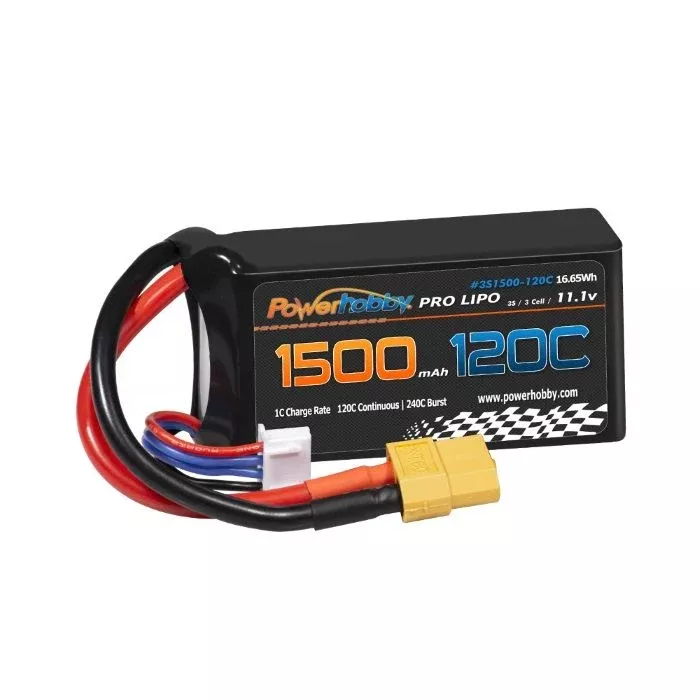 Powerhobby 3S 11.1V 1500mAh 120C Lipo Battery Pack with XT60 Plug
