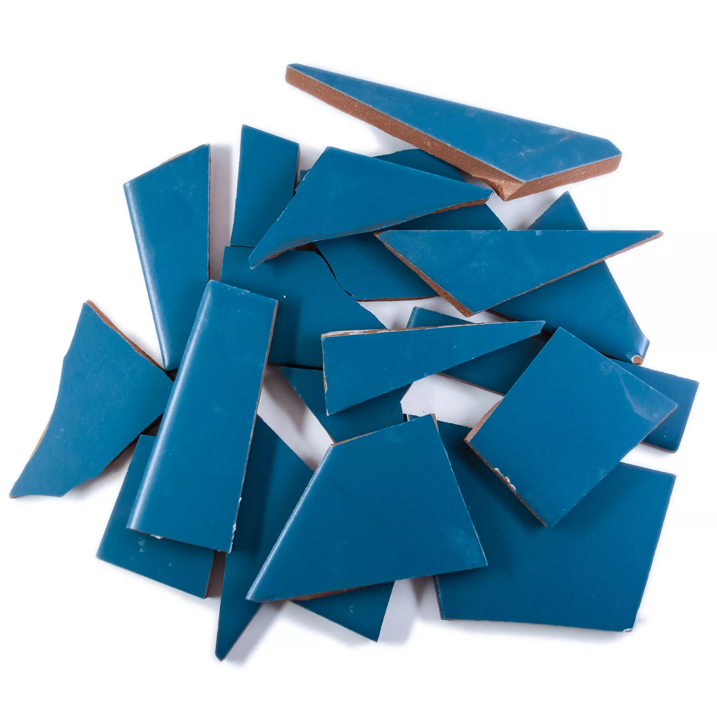 Pre-Cut Tile Scraps - Matte Deep Blue Green