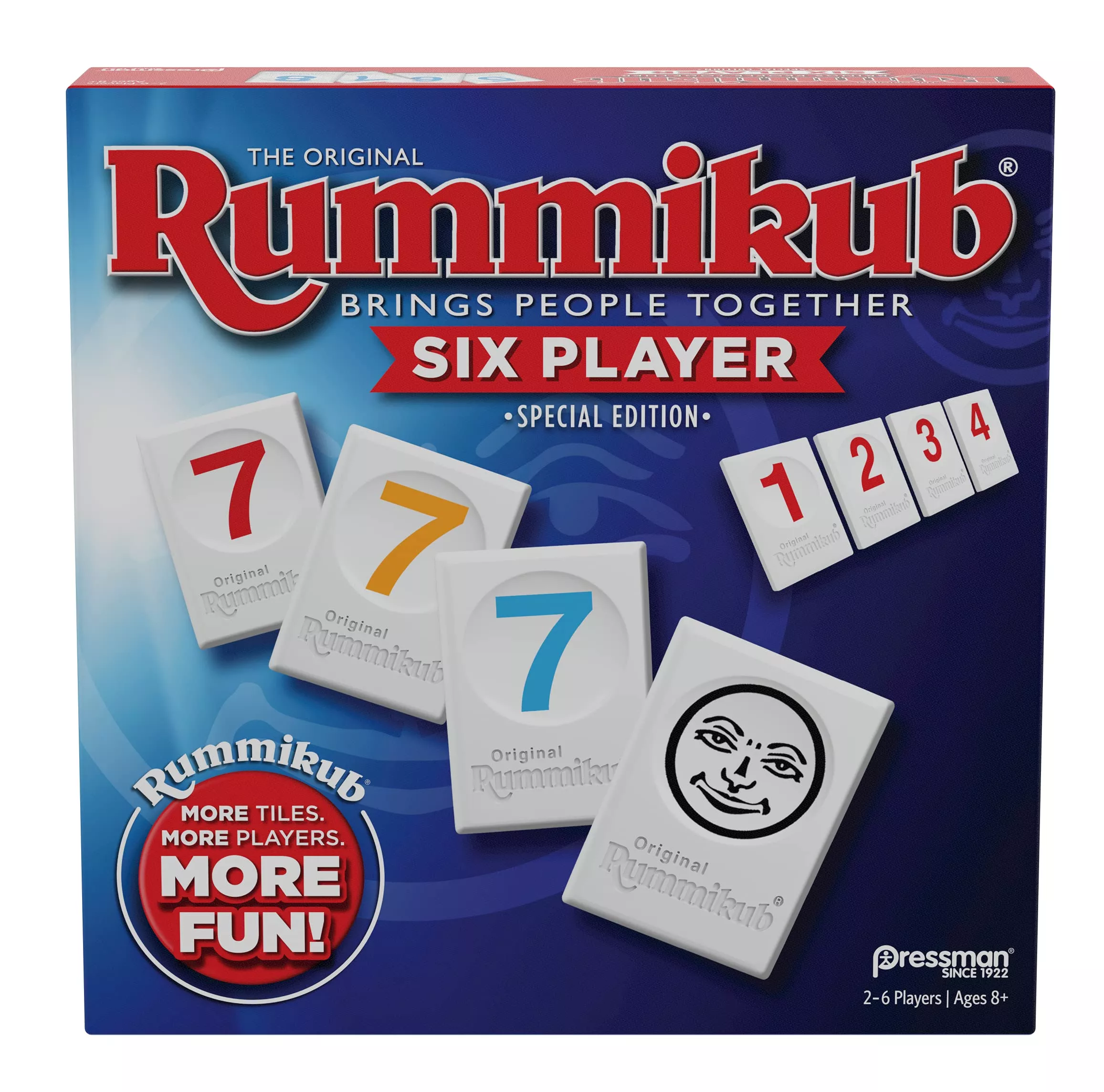 Pressman Rummikub Game for 2-6 Players, Blue, 6.35