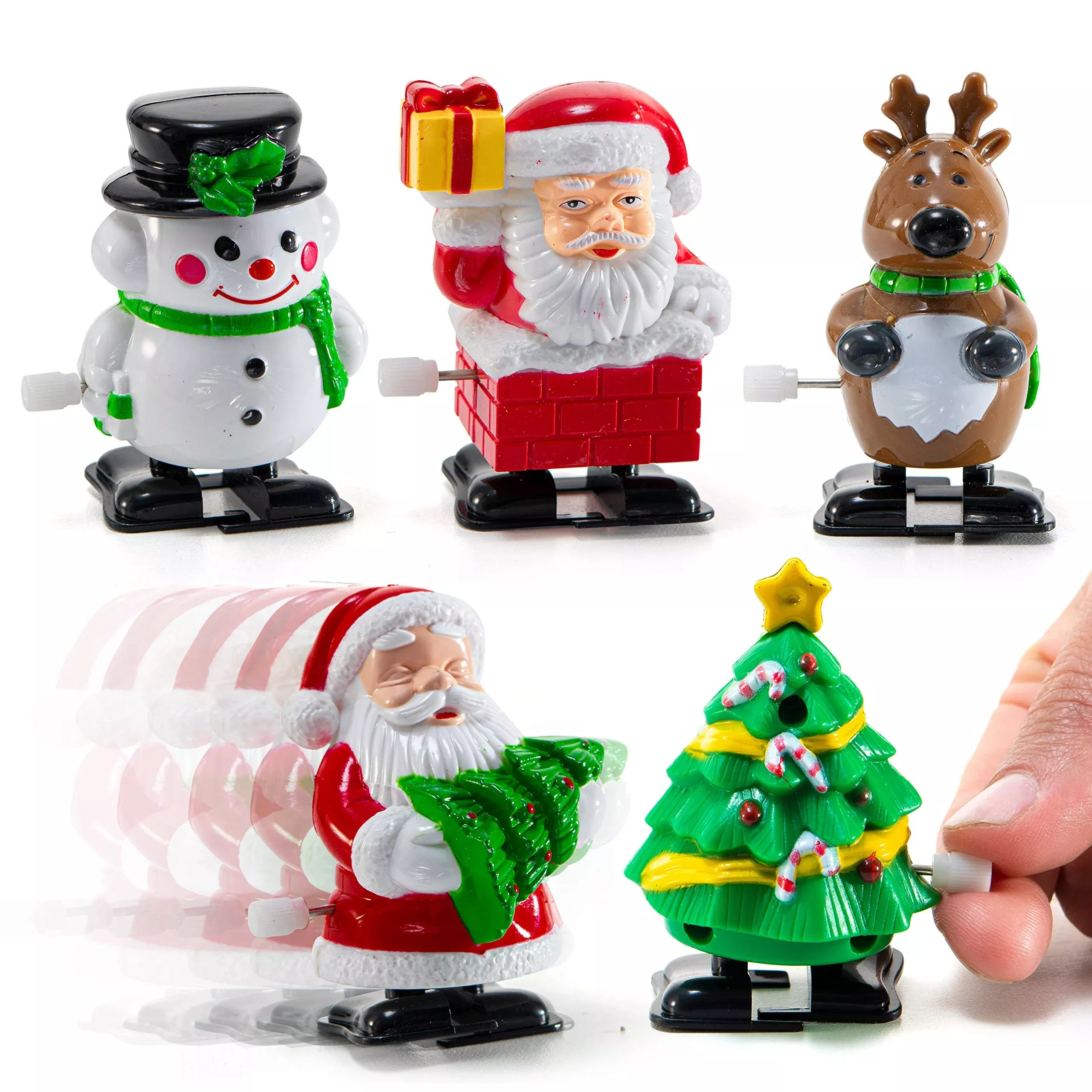PREXTEX Christmas Wind Up Toys Set - Small Red, White, Multicolor