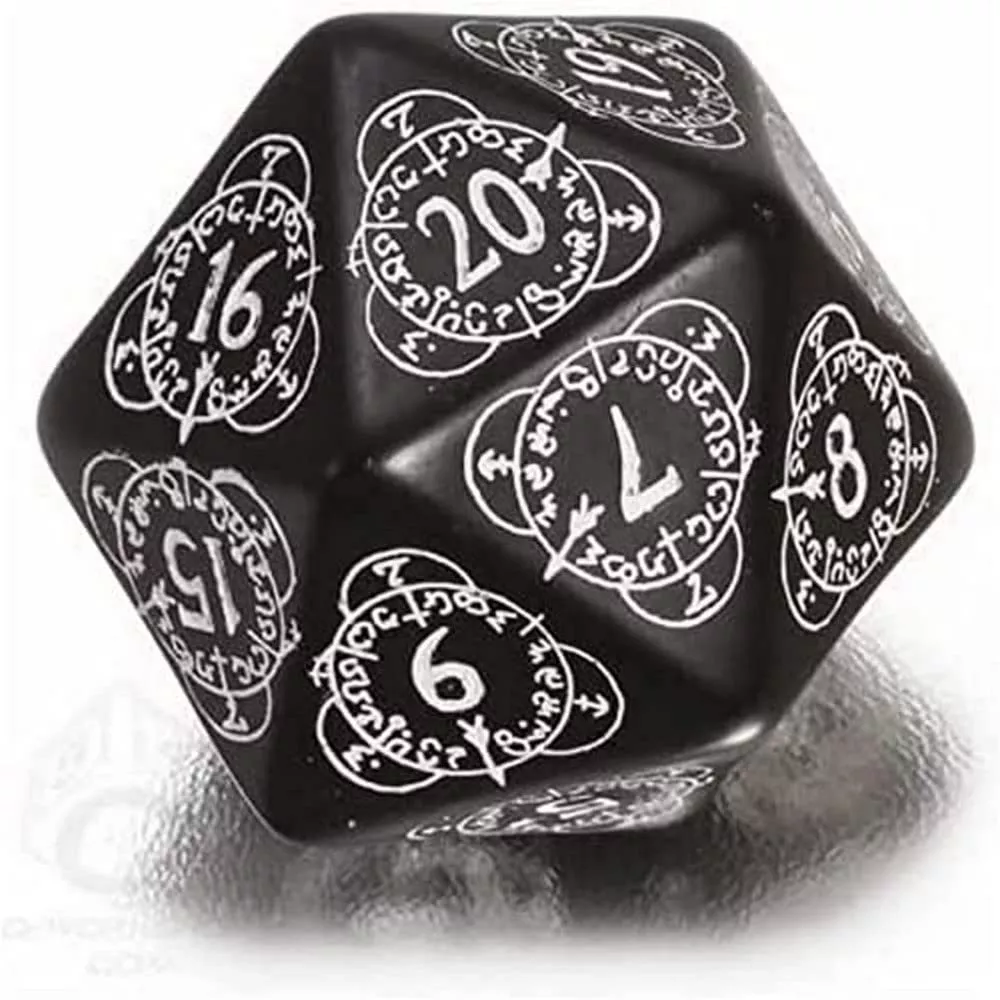 Q Workshop D20 Level Counter Die 30mm Black & White Tabletop Game