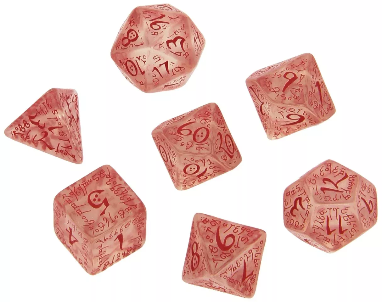 Q Workshop Elvish Dice Transparent/Red (7) Board Game, Multicolor