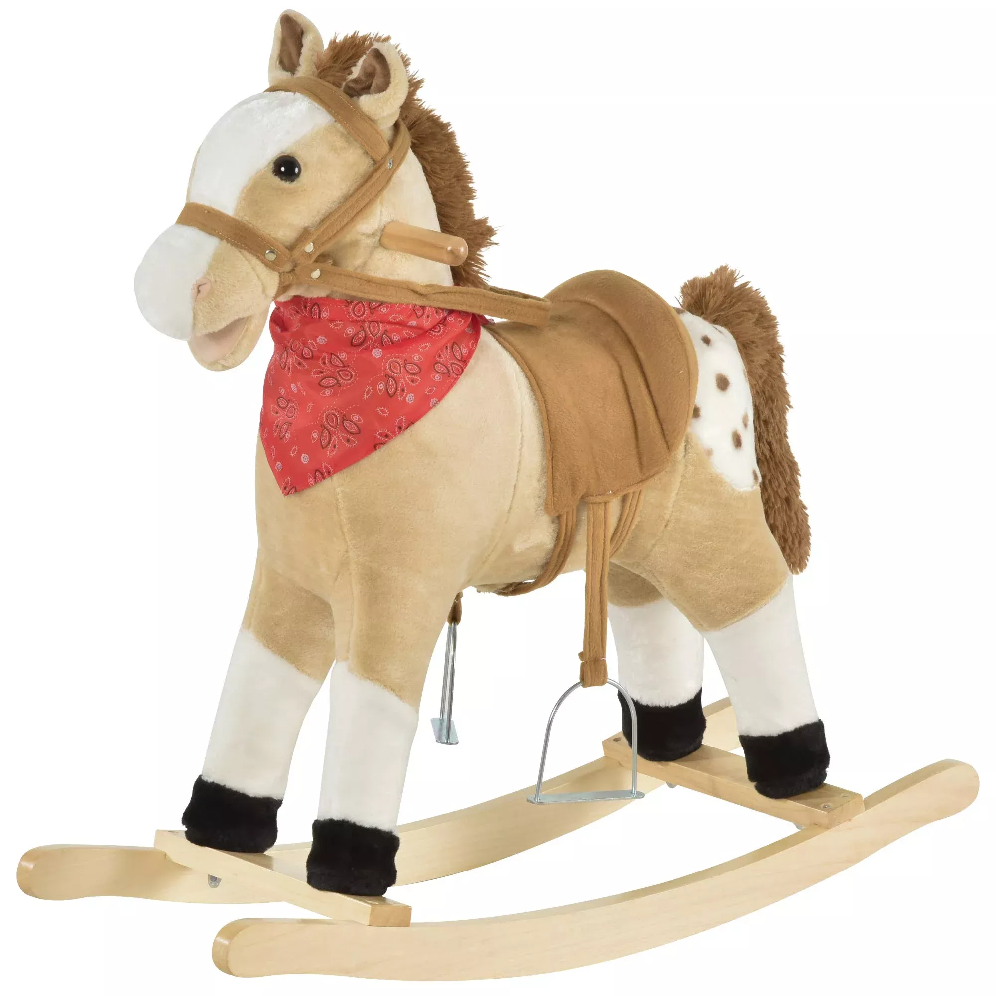 Qaba Rocking Horse for Toddlers, Beige, 30.75" x