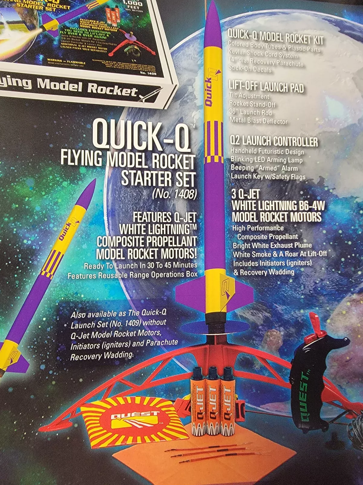 Quest Aerotech Q1408 Quick-Q Flying Model Rocket Complete Starter Set