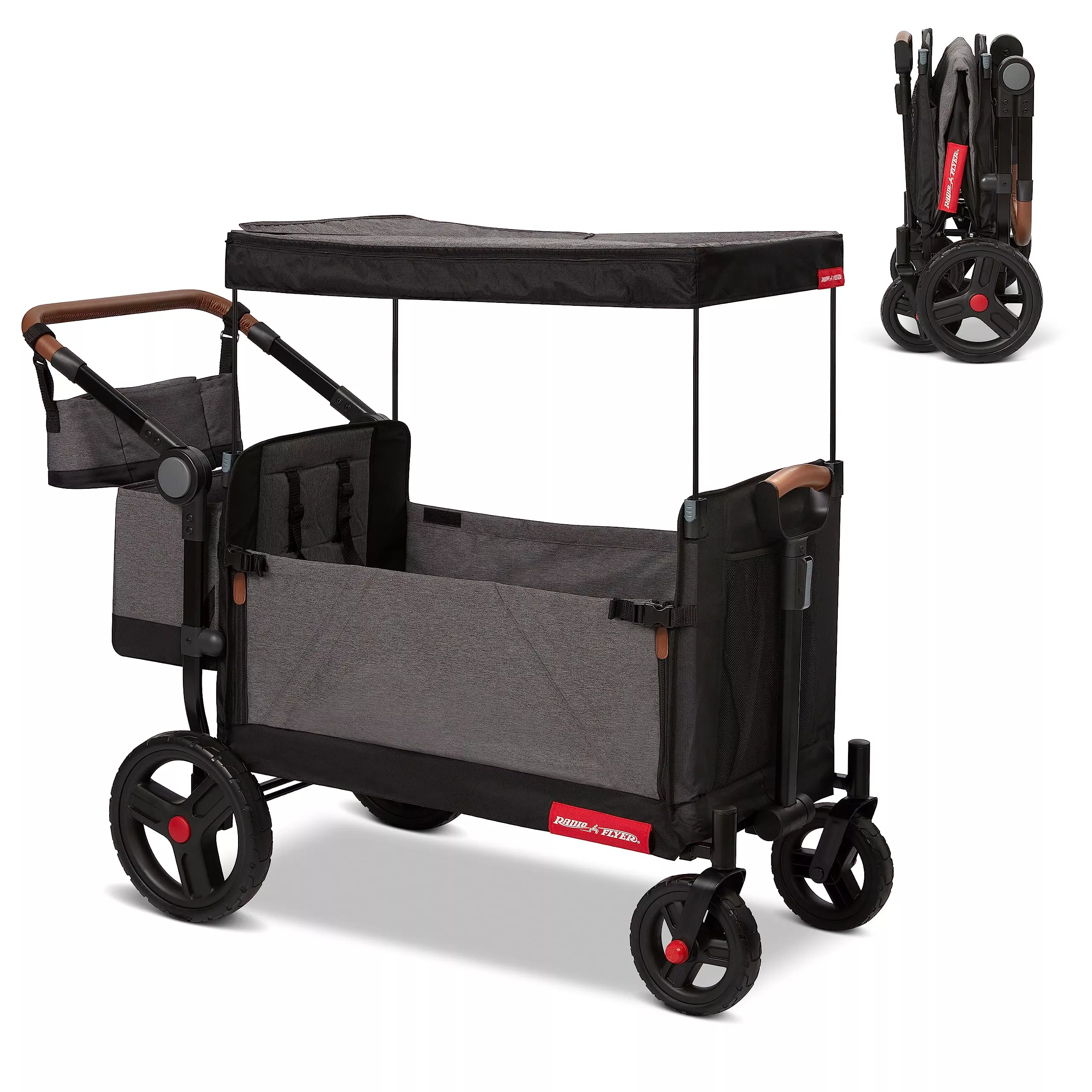 Radio Flyer Atlas Stroll ’N Wagon, Dark Gray, 2-Rider Capacity