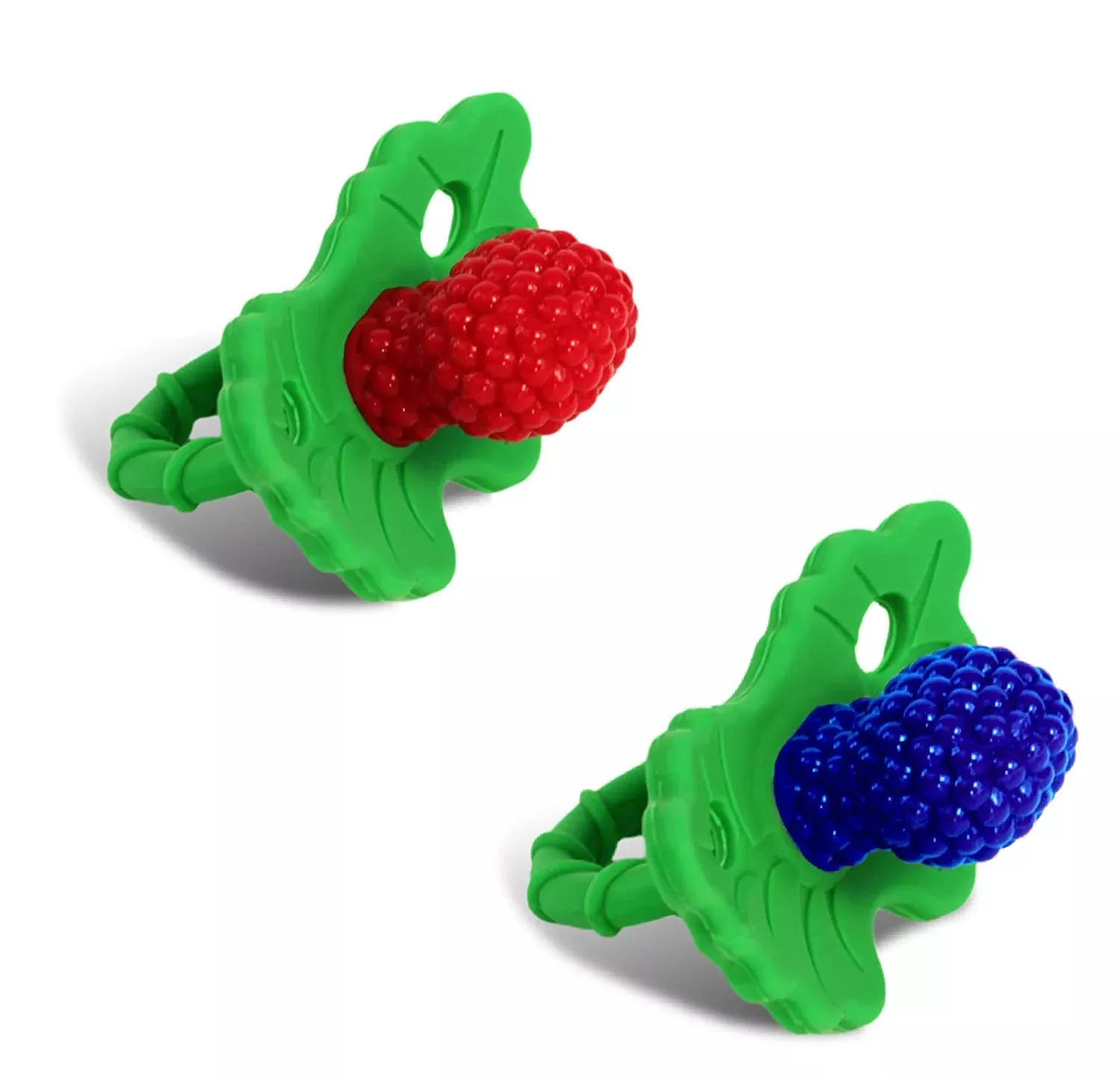 RAZBABY RaZberry Silicone Teether Toy, Blue & Red, 2 Count