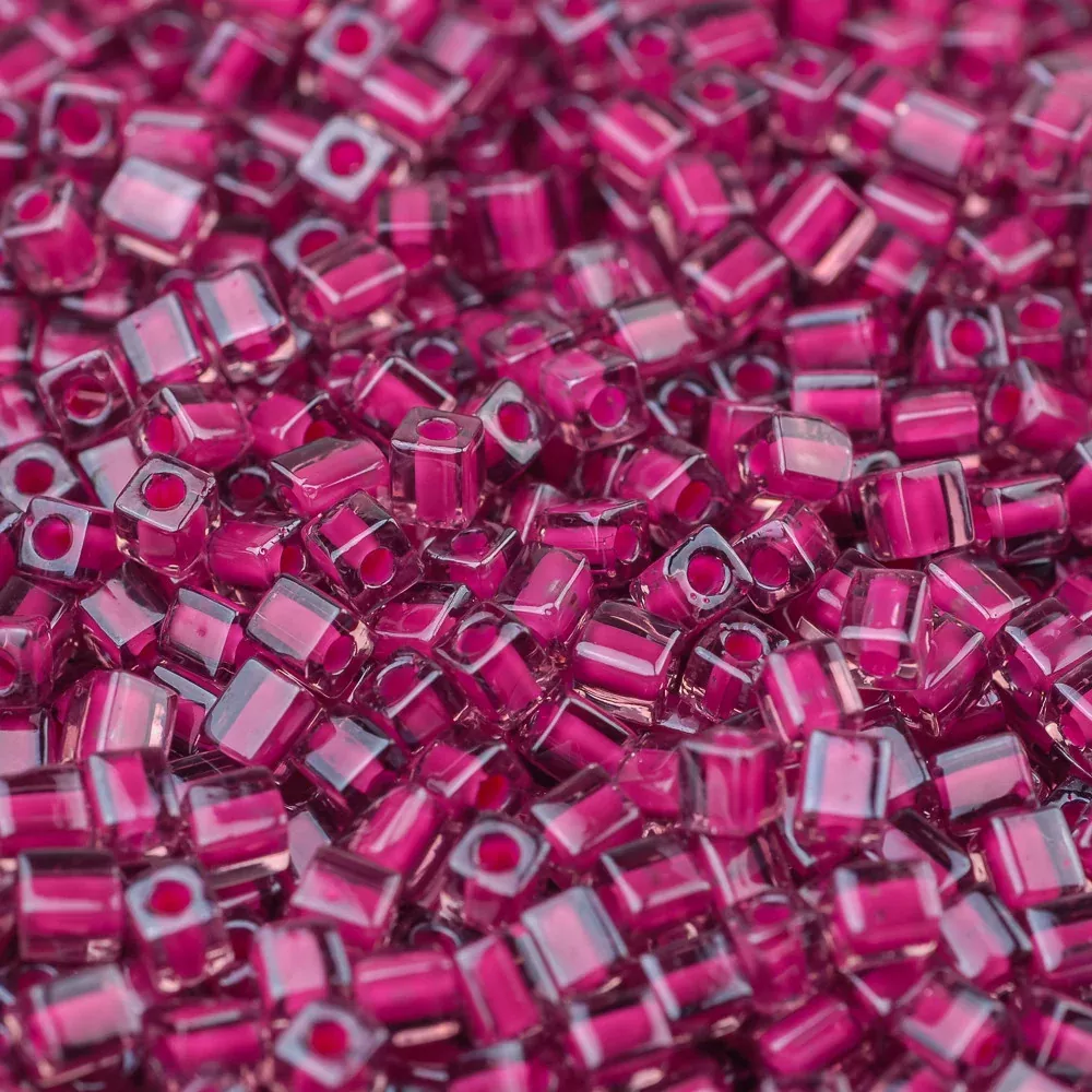 Rose Lined Amethyst Miyuki Cube Bead