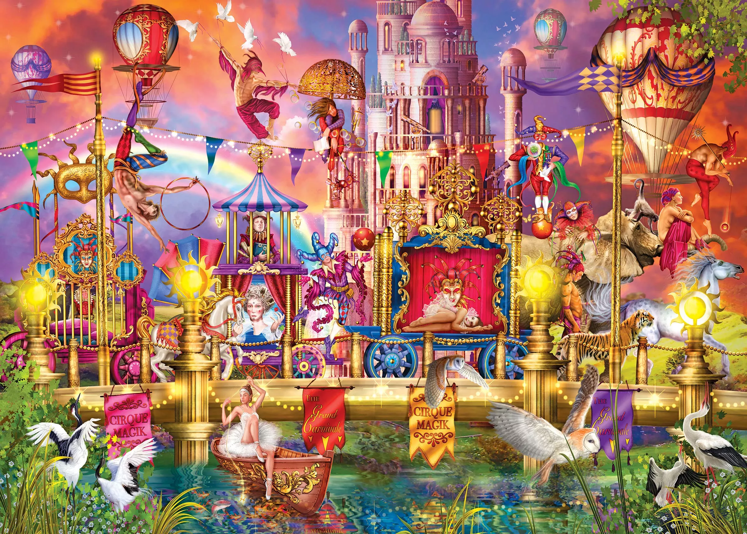 RoseArt 3000 Piece Jigsaw Puzzle Magic Circus Parade 42"x30" Multi-colored