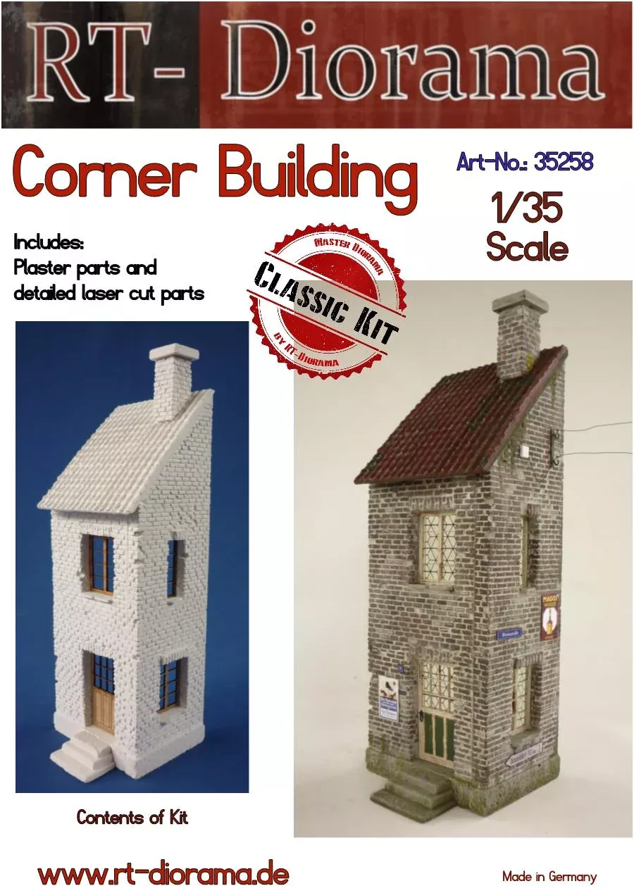 RT DIORAMA 35258 1/35 Corner Building (Upgraded Ceramic Version)