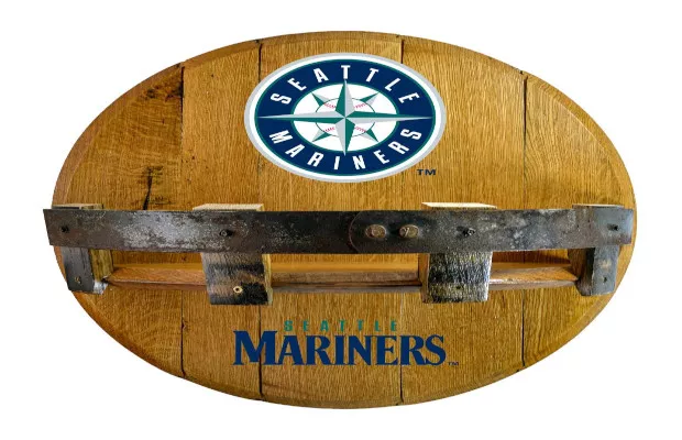 Seattle Mariners Oak Bar Shelf For Sale – Game Room Gorilla