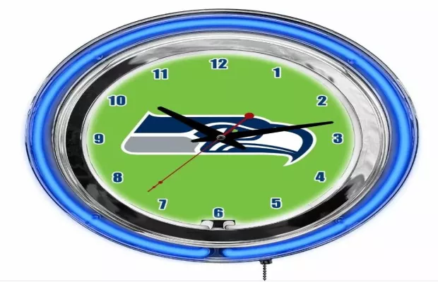 Seattle Seahawks 14in Neon Clock For Sale – Game Room Gorilla