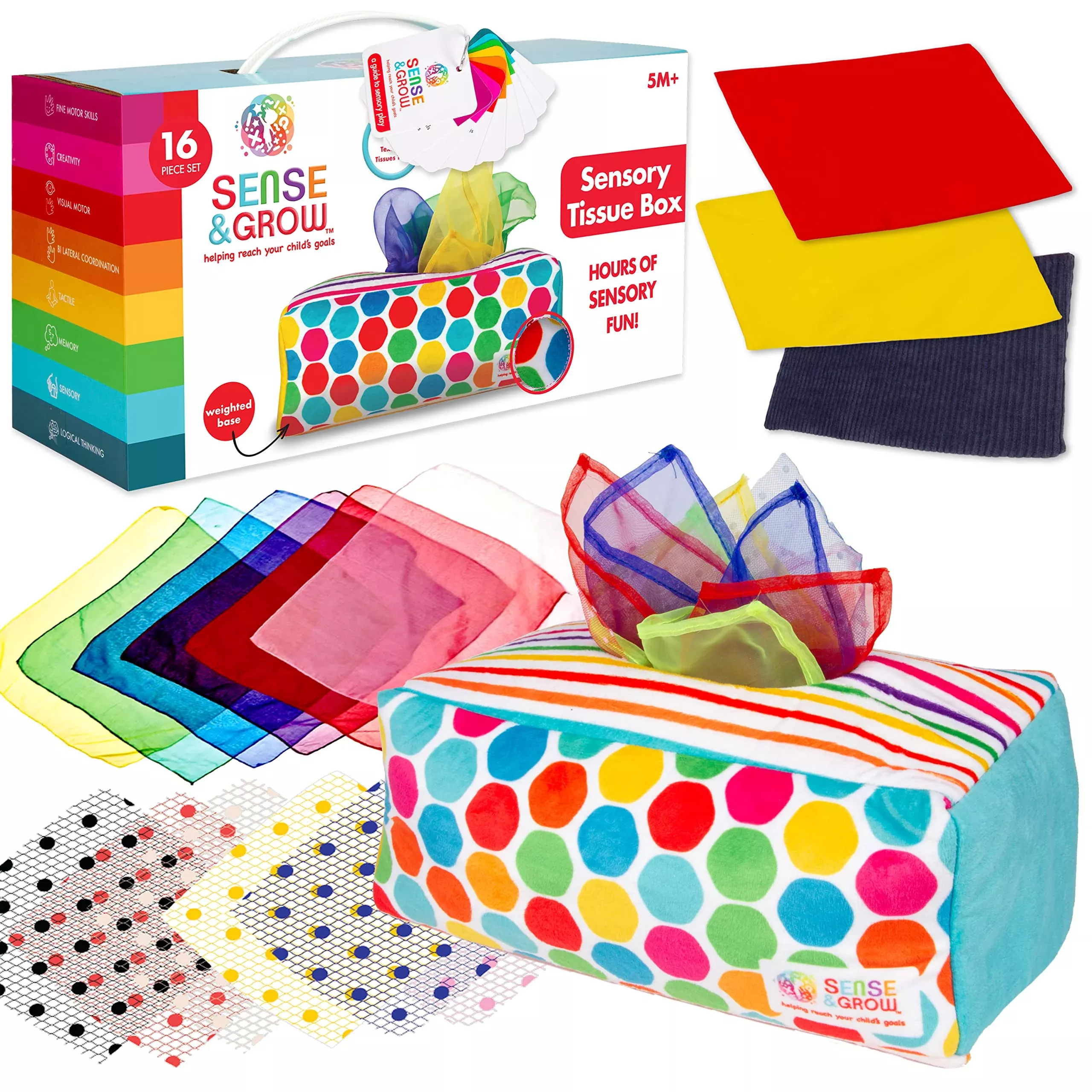Sensory Pull Along Baby Tissue Box - Montessori Toy For 6-12 Months+