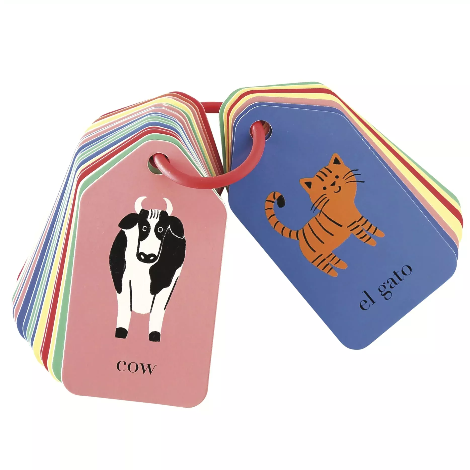 Serabeena Spanish English Flash Cards - English & Spanish Learning For Toddlers 1-3 Plus - Picture Words Flash Cards - Bilingual Language Development - 26 Double-Sided Spanish Vocabulary Flash Cards