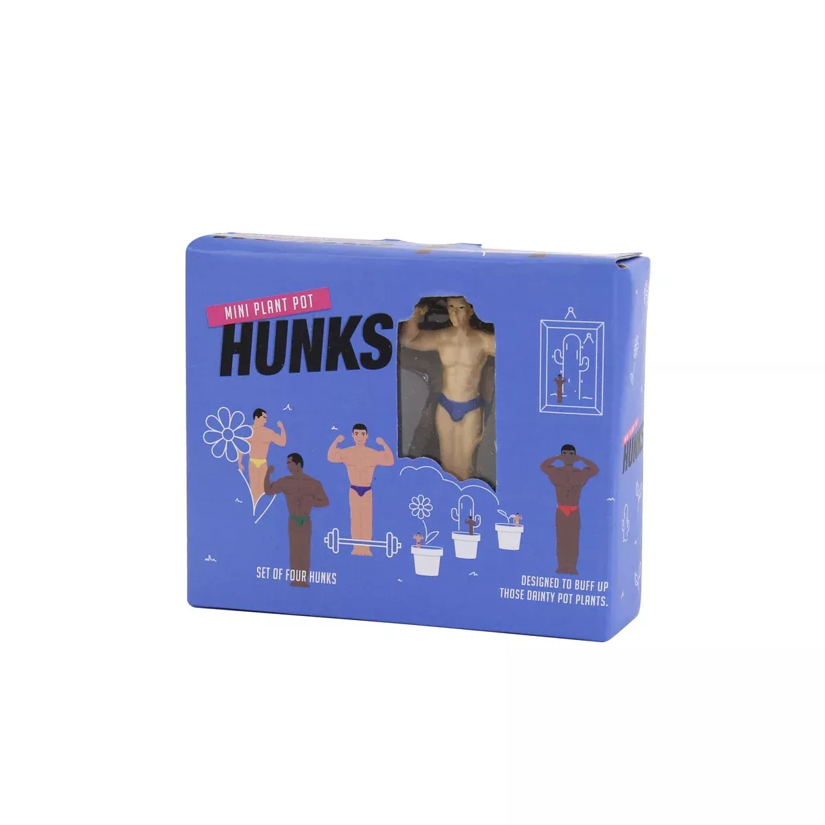 Set of 4 Plant Pot Hunks - Fun Decorations for Indoor Plants