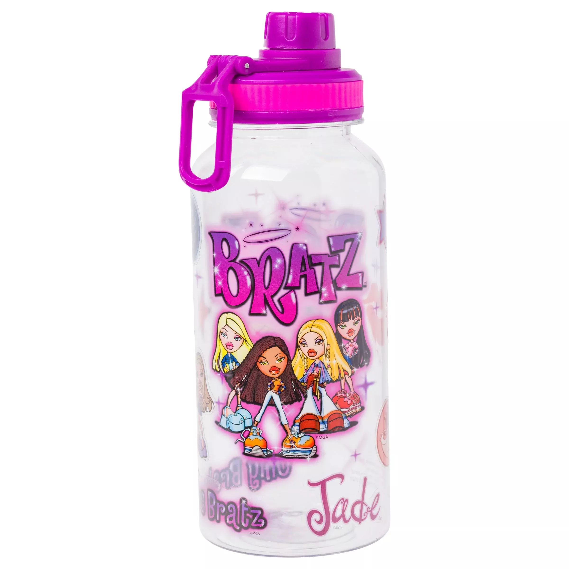 Silver Buffalo Bratz Water Bottle 32 oz Purple Airbrush Design