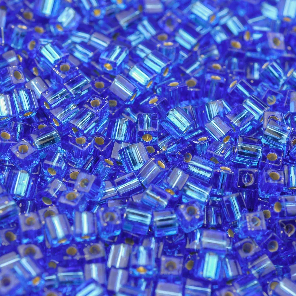 Silver-lined Sapphire Miyuki Cube Bead