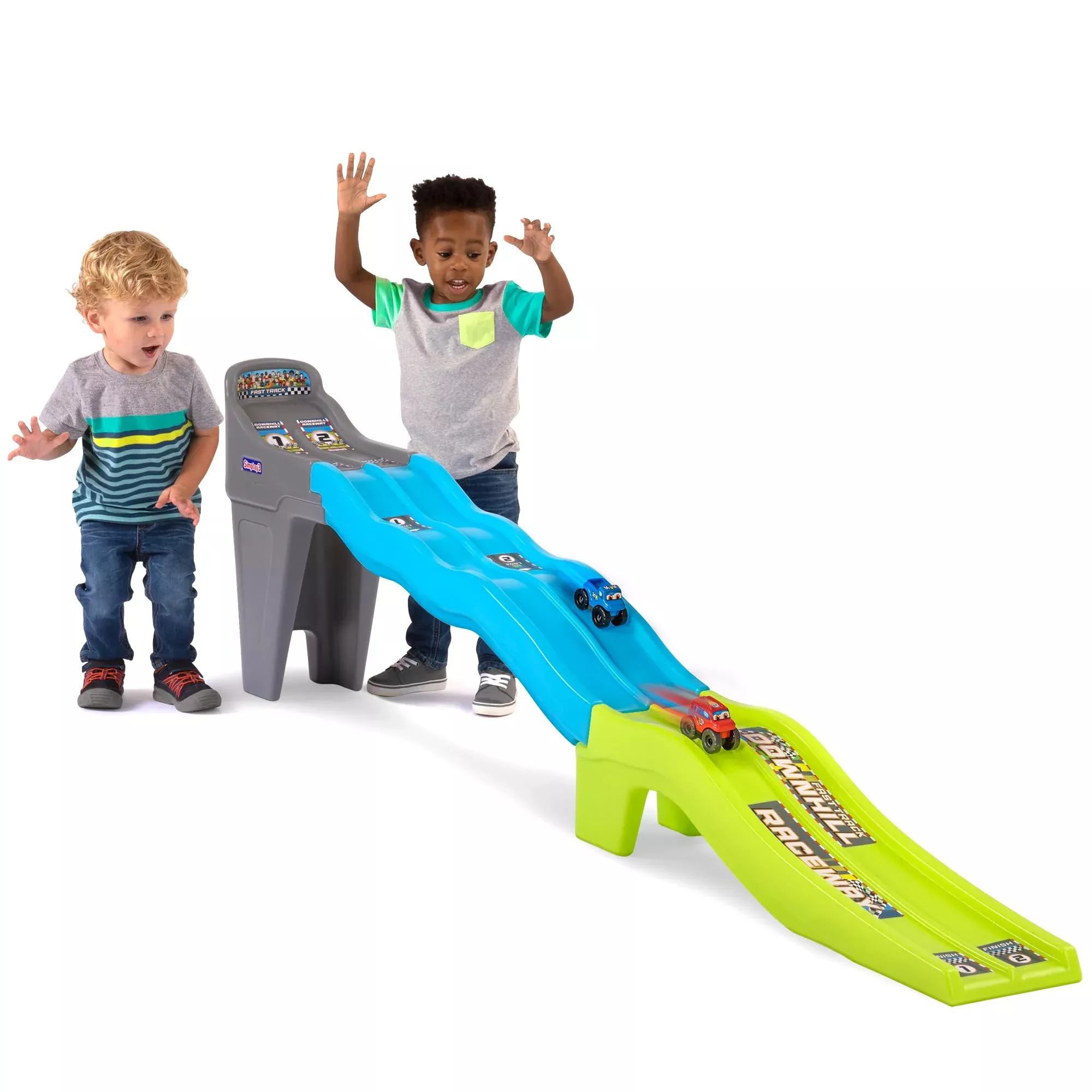 Simplay3 Fast Track Downhill Raceway - 2 Lane Toy Racetrack, Yellow