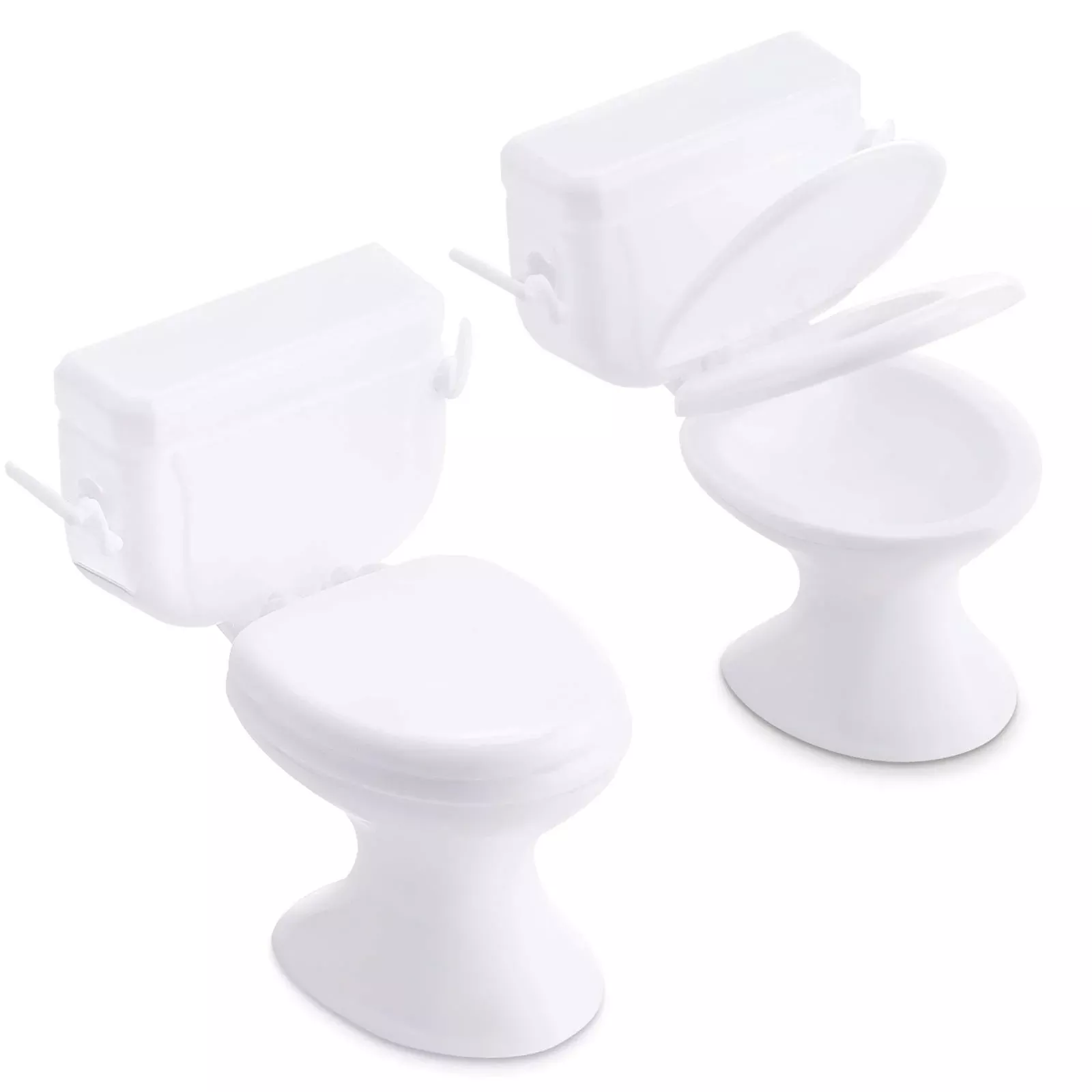 Skylety Mini Toilet Dollhouse Accessories, White, Small, 2 Pieces