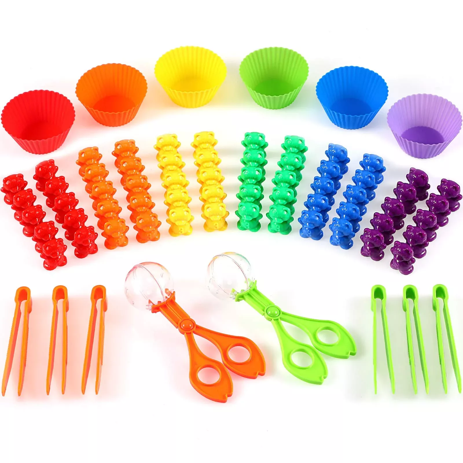 Skylety Sorting Bears Educational Toy Set, Assorted Color, Small, 60 pcs