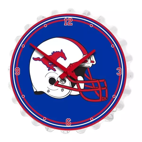 SMU Mustangs: Helmet - Bottle Cap Wall Clock