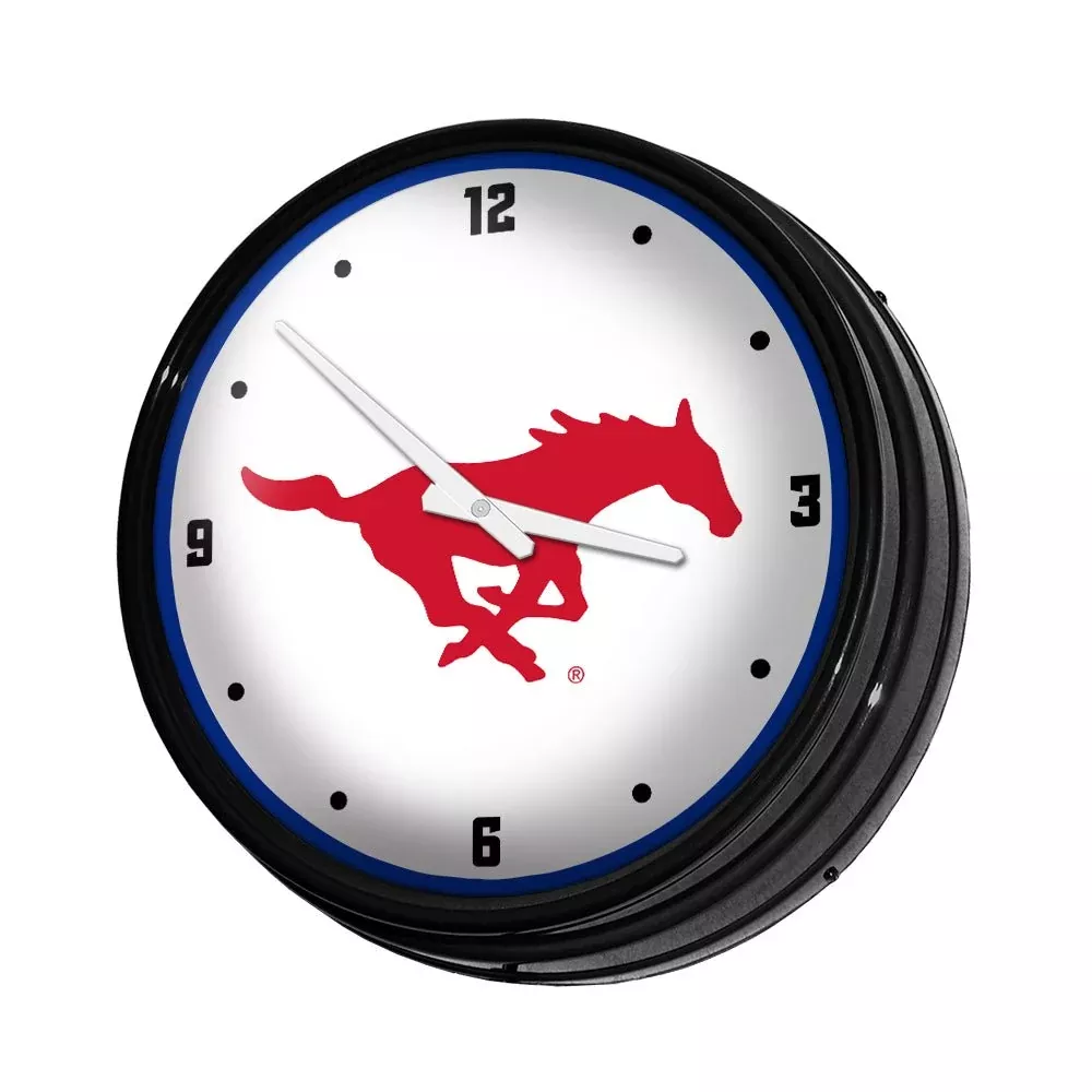 SMU Mustangs: Retro Lighted Wall Clock