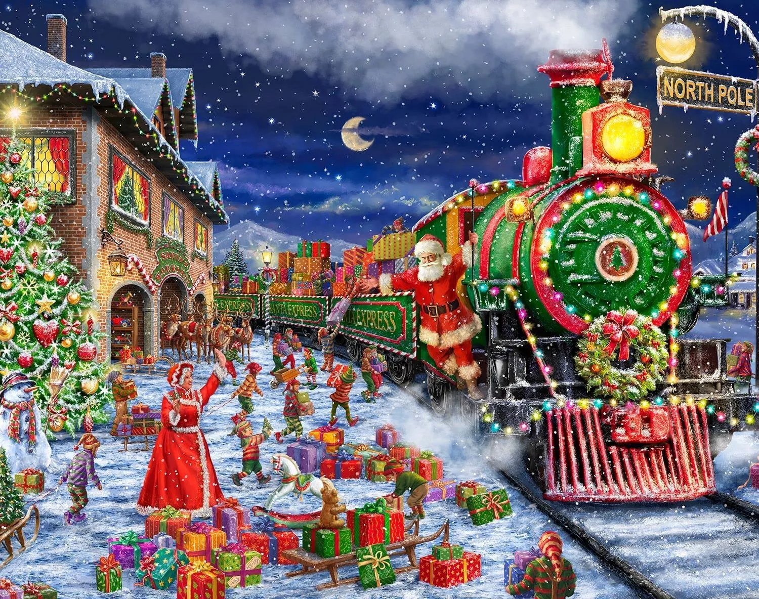 Springbok 1000 Piece Puzzle - North Pole Express - Large - Multi