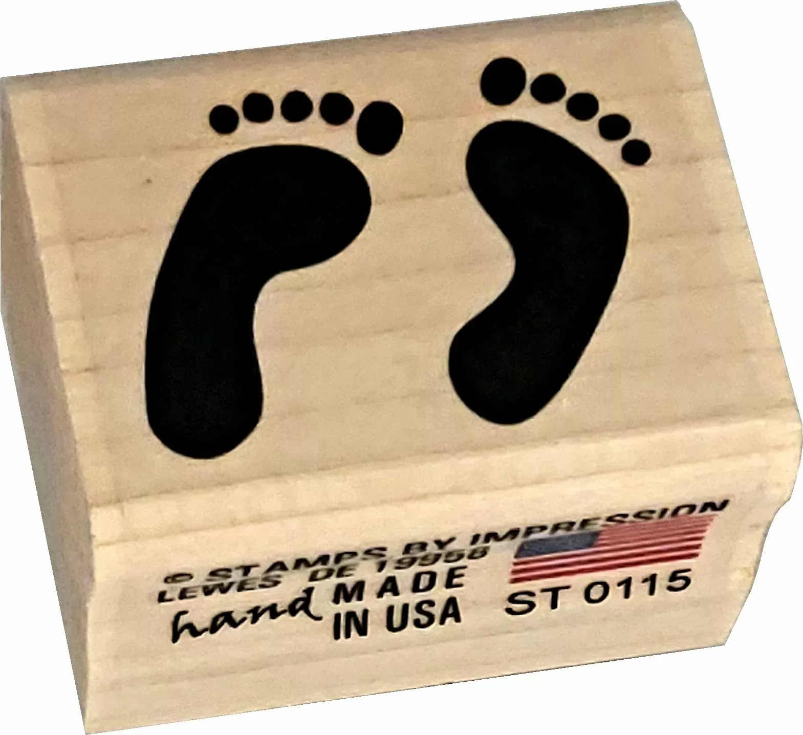 Stamps by Impression Stamp Block 1" x 1.25" Small Feet Handmade USA