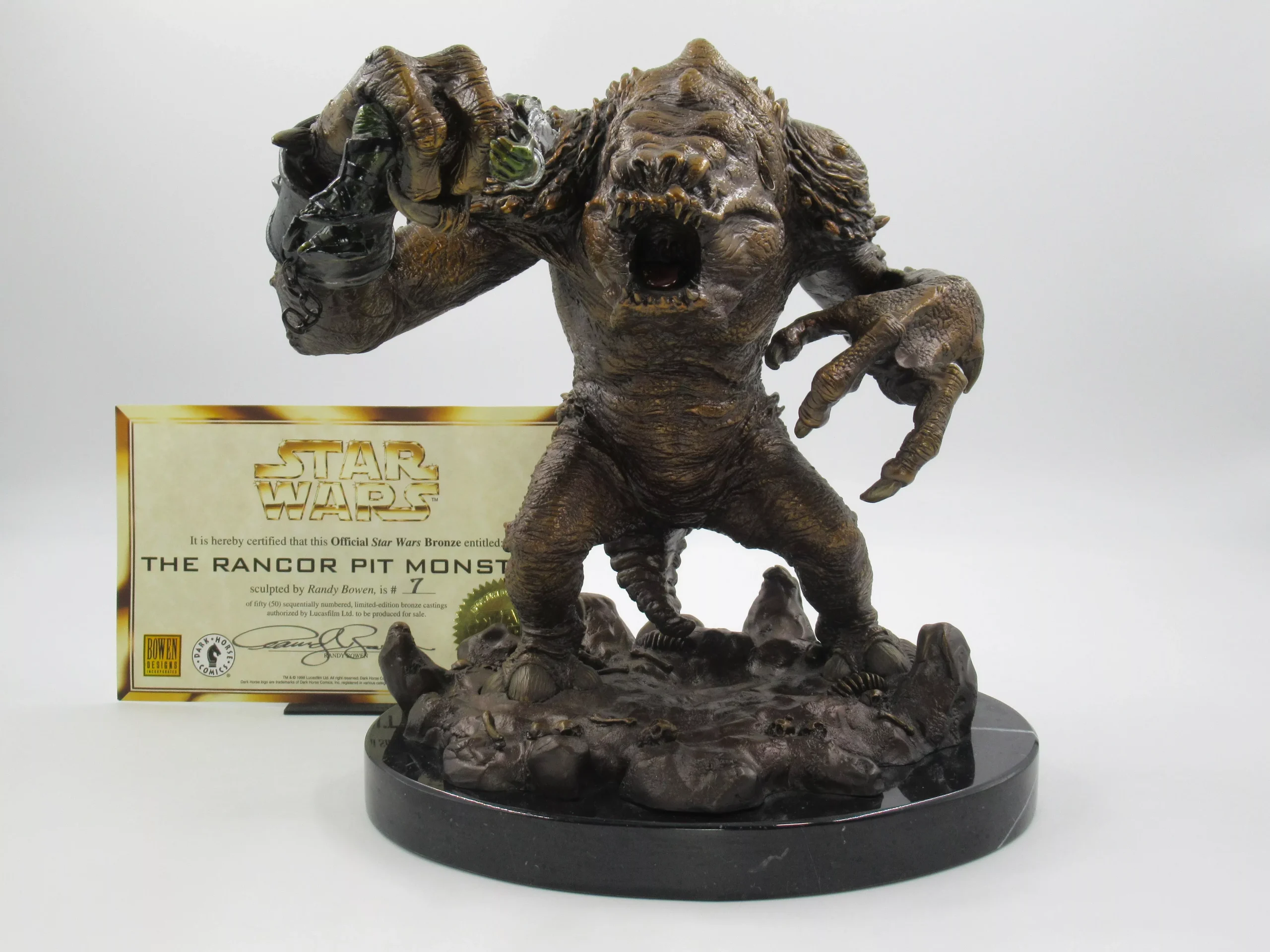 STAR WARS Solid Bronze Rancor Pit Monster Statue - Bowen & Dark Horse