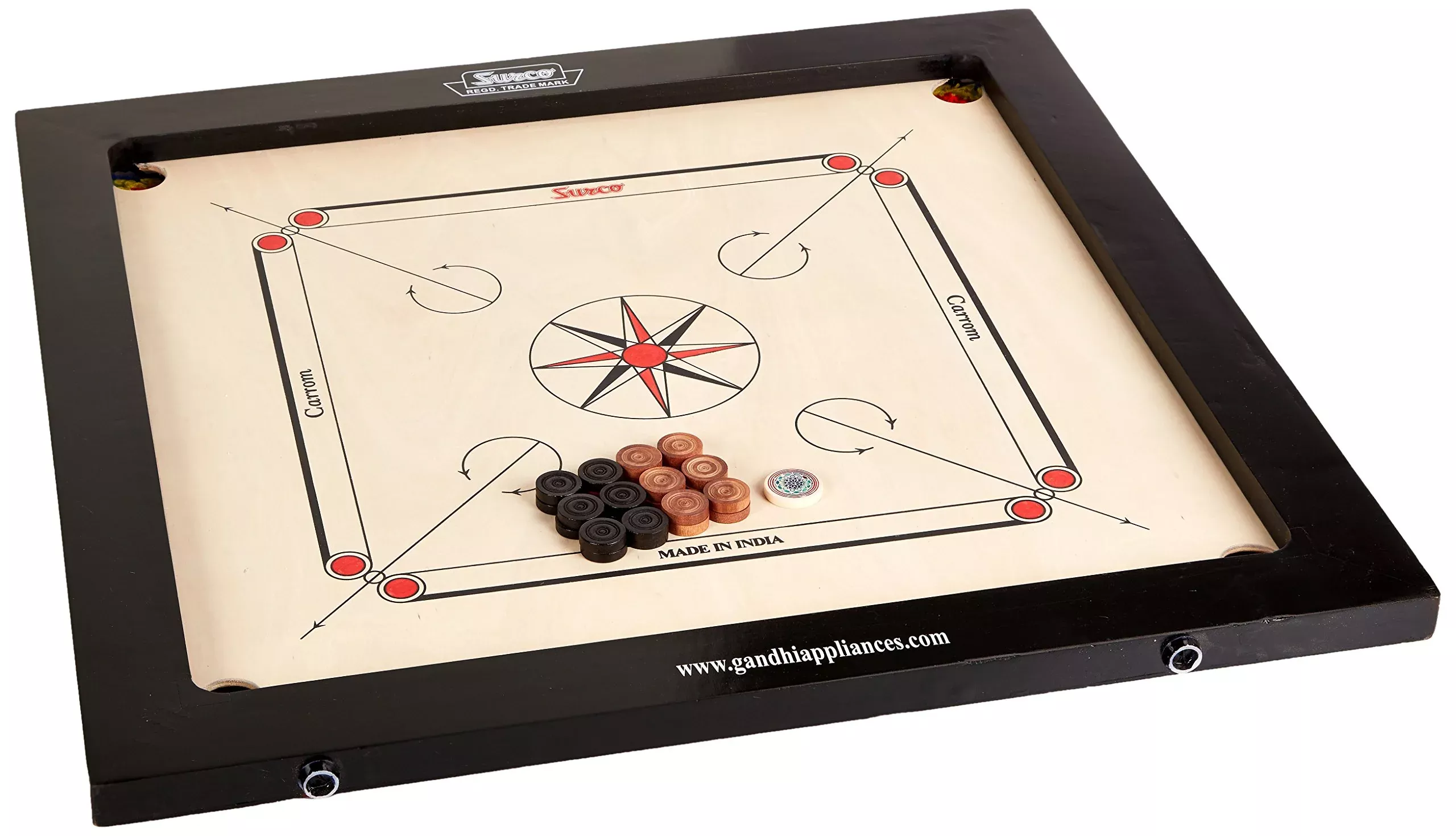 Surco Classic Kids Size Carrom Board With Coins And Striker, 4Mm