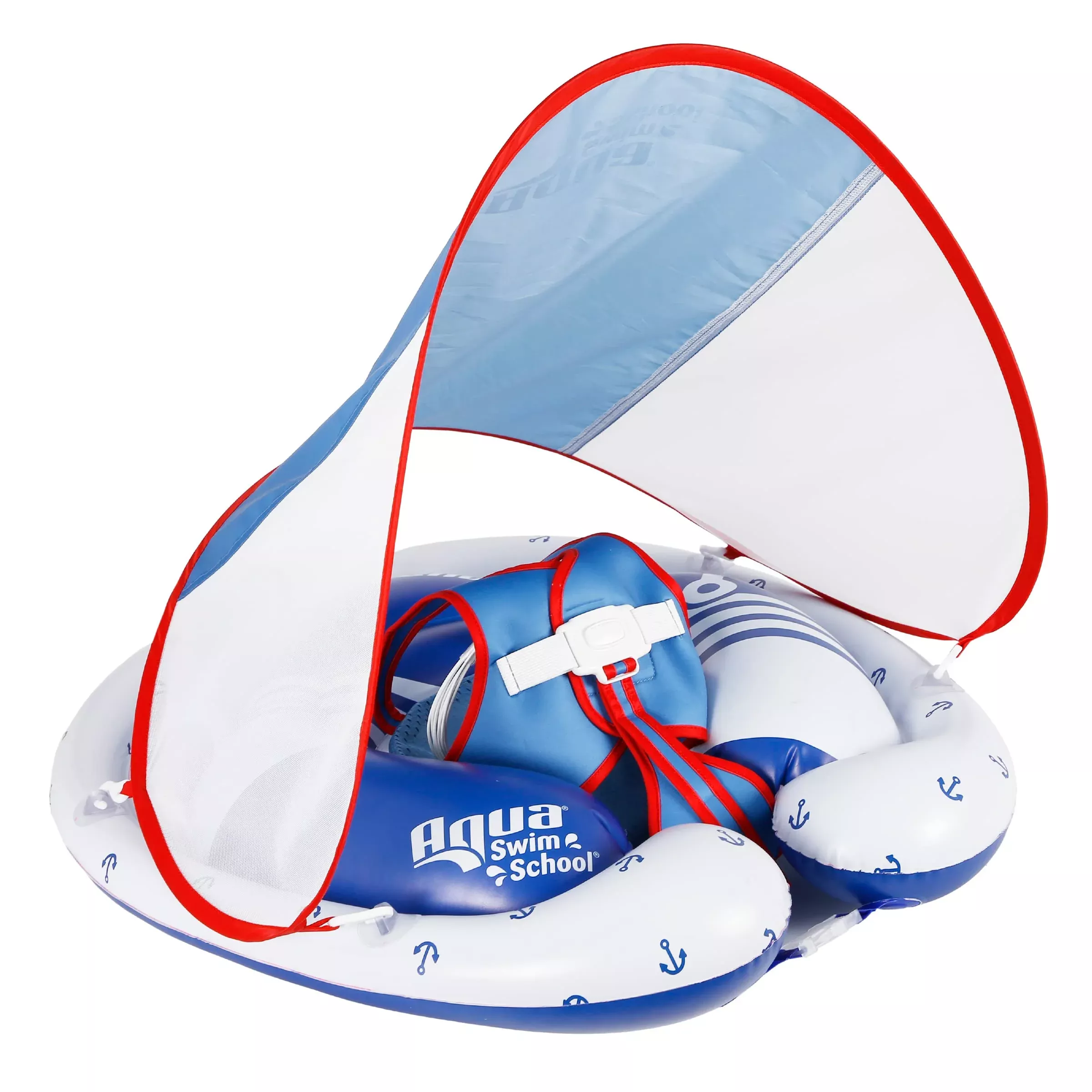 SwimSchool Freestyle Swimmer Baby Float w/Canopy, 27", Non-T