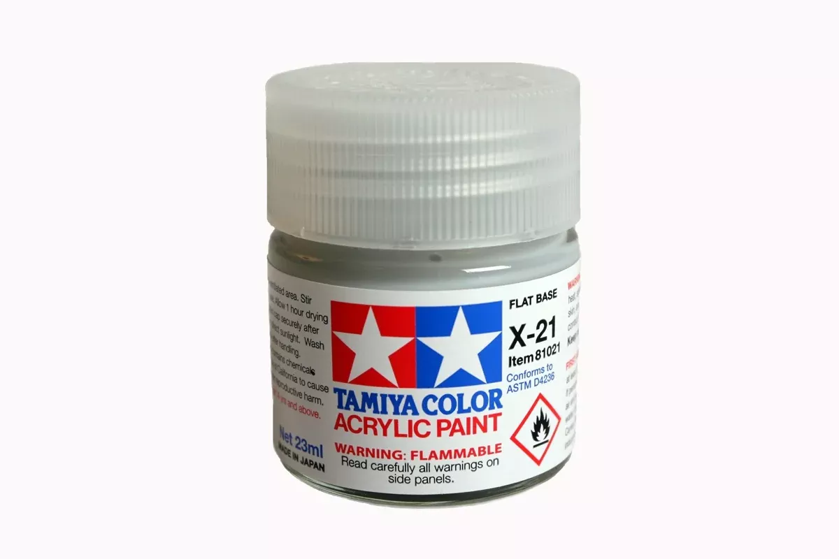Tamiya 81021 Acrylic Model Paint X-21 Clear Flat Base 3/4oz