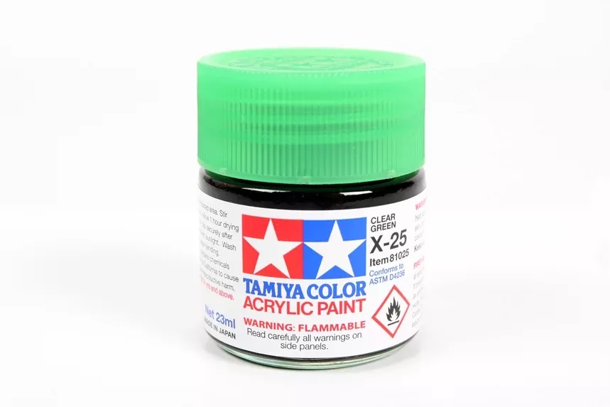 Tamiya 81025 Acrylic Model Paint X-25 Gloss Clear Green 23ml (3/4oz)