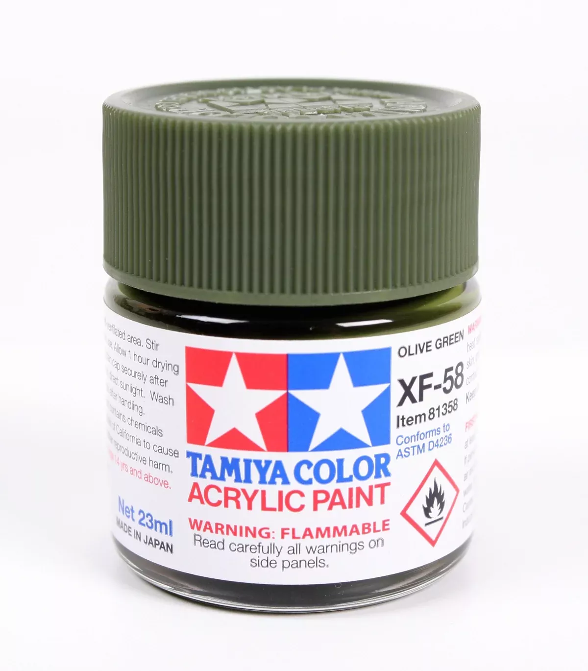 Tamiya 81358 Acrylic Model Paint XF-58 Flat Olive Green 23ml (3/4oz)