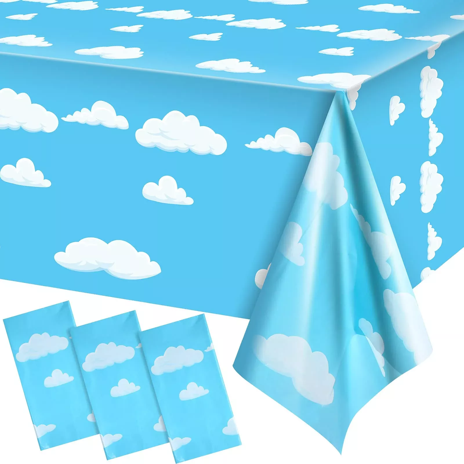 Tatuo Blue Sky White Cloud Backdrop 54"x108" PE Plastic Party Supply