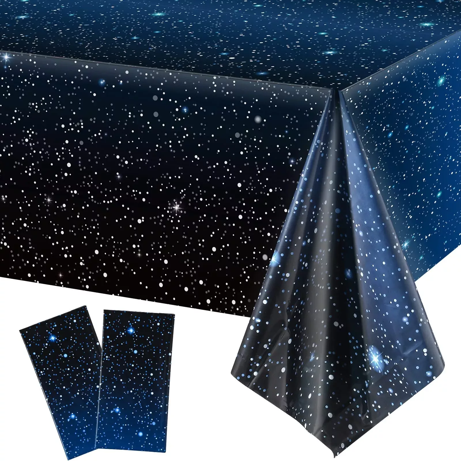 Tatuo Galaxy Table Cover 54" x 108" Black Plastic for Parties