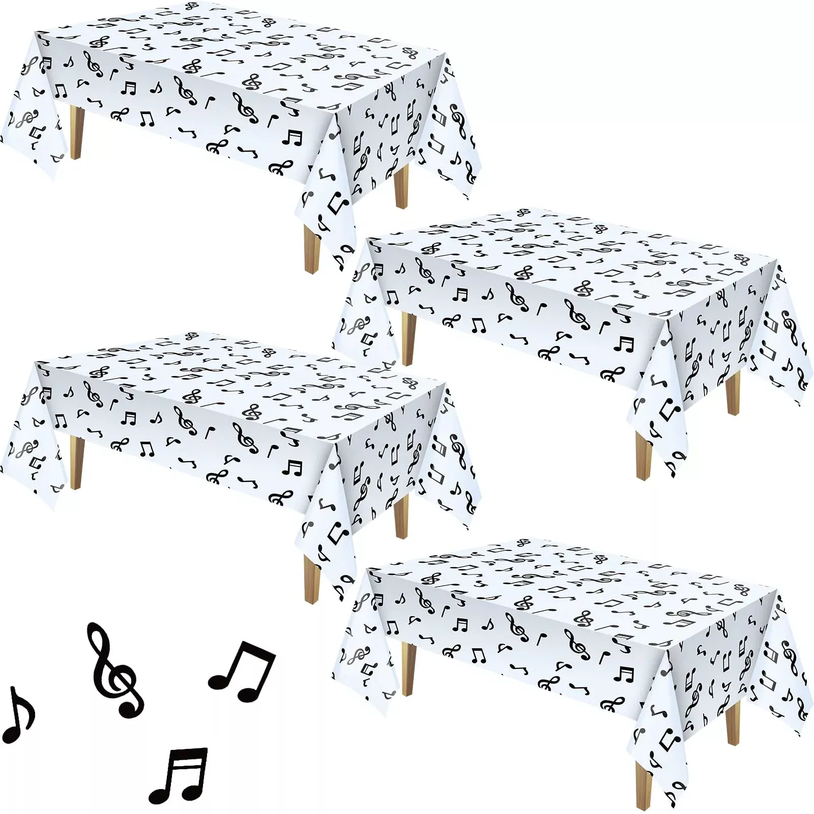 Tatuo Musical Note Tablecloth Set for Music Parties, 54"x108", Plastic