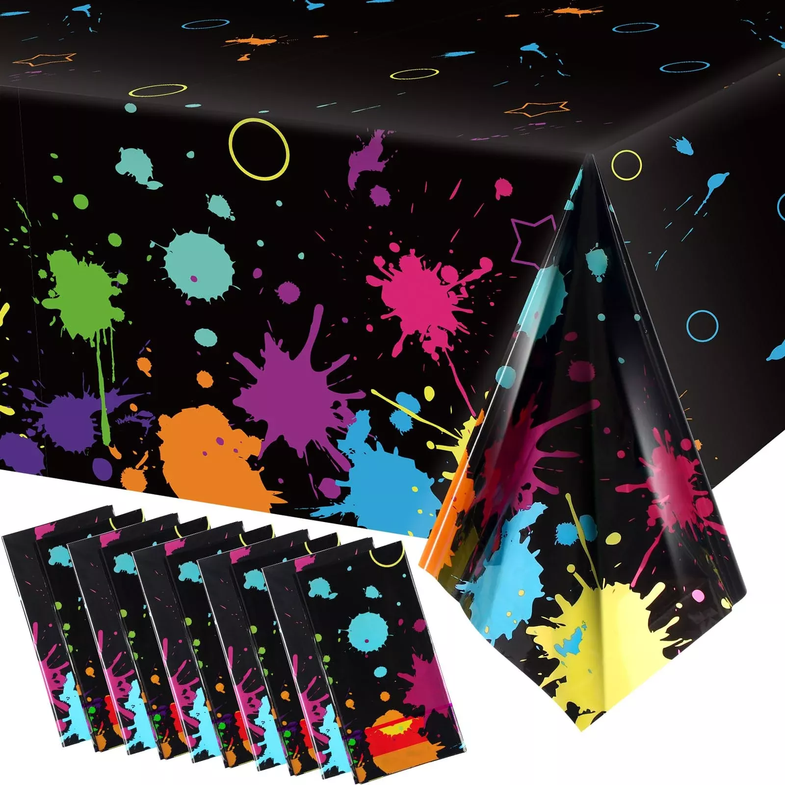 Tatuo Neon Party Tablecloths, 10 Pack, 108x54 inch,