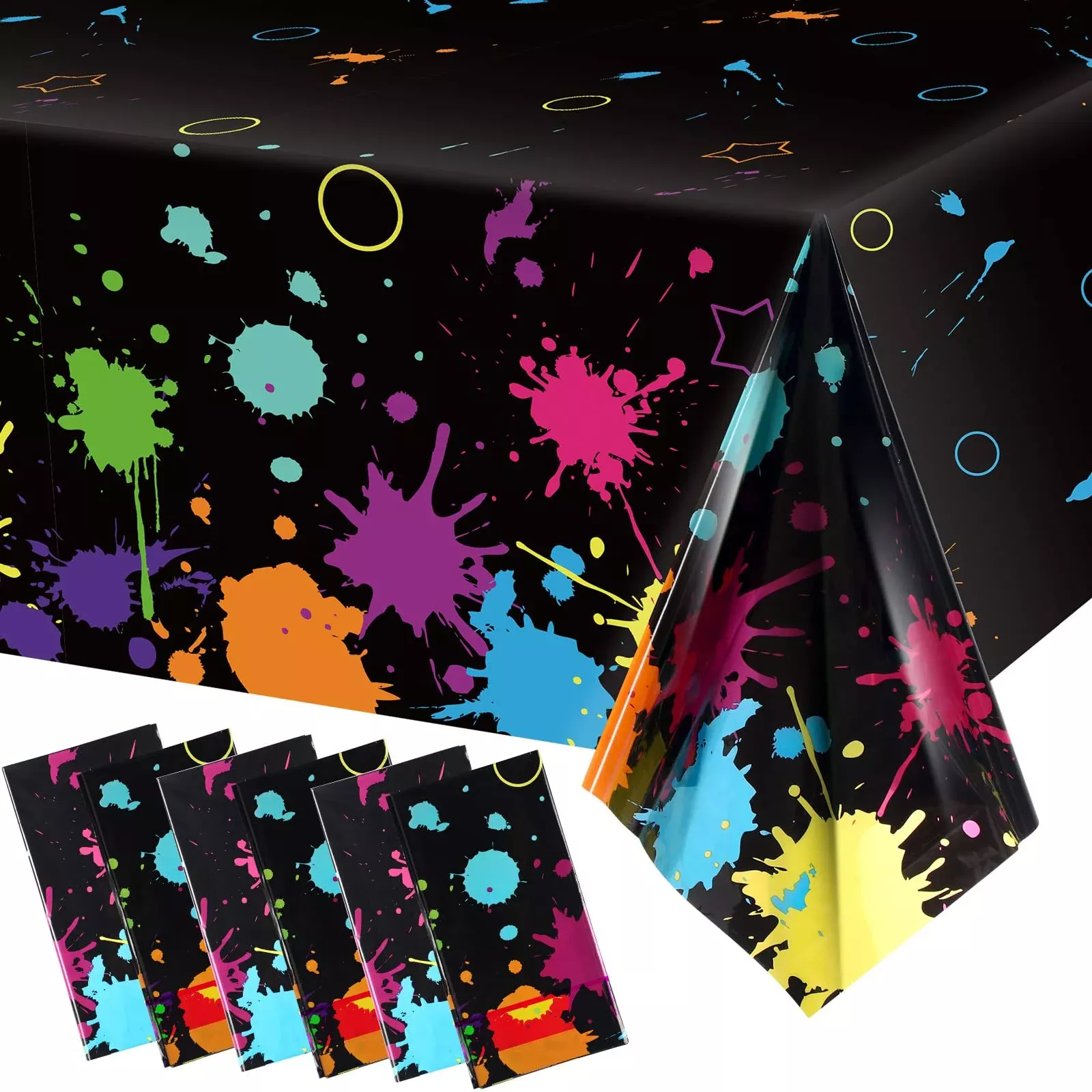 Tatuo Neon Party Tablecloths, 108x54 inch, Yellow and Black,