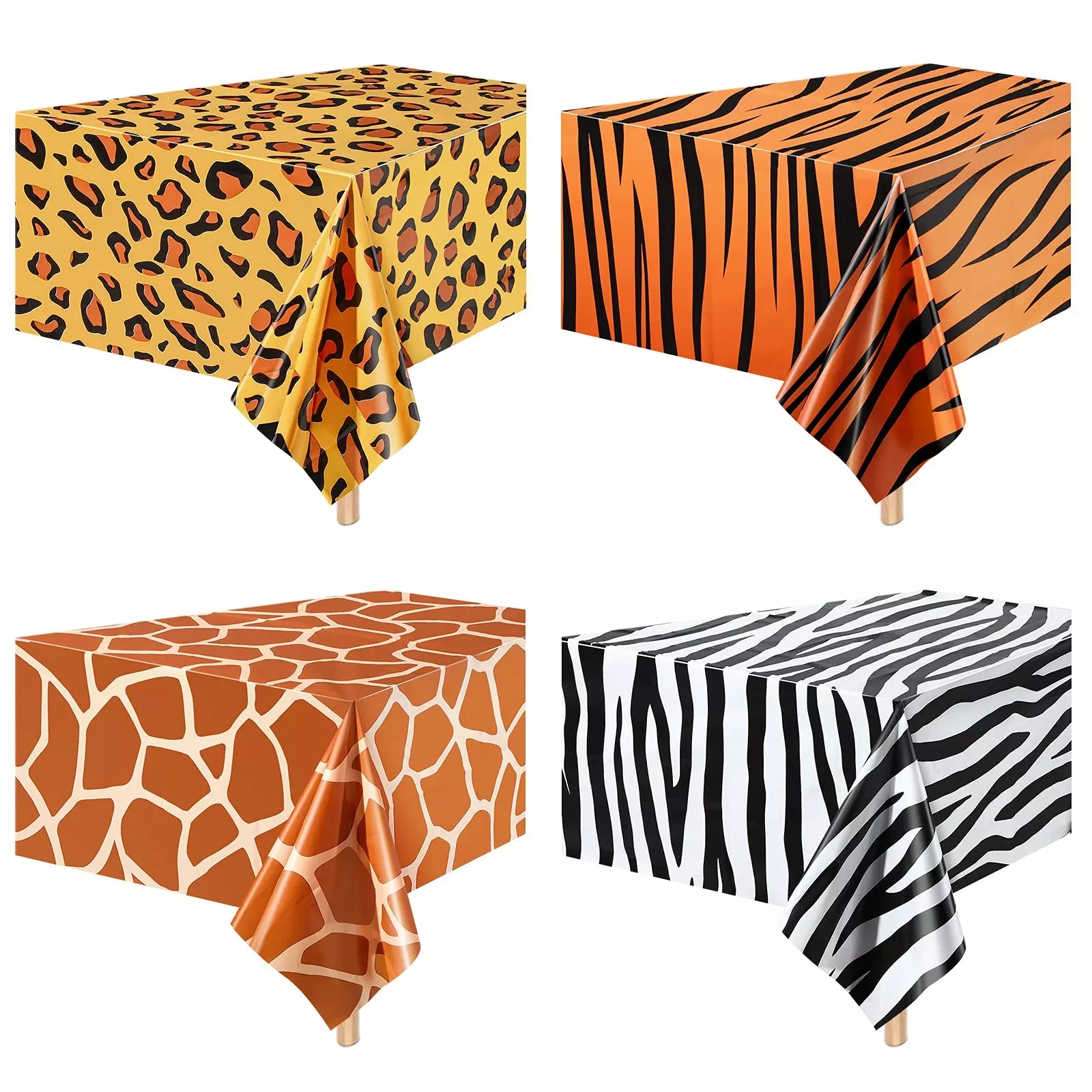 Tatuo Zoo Print Tablecloths for Parties, 54x108 inches, Leopard Style