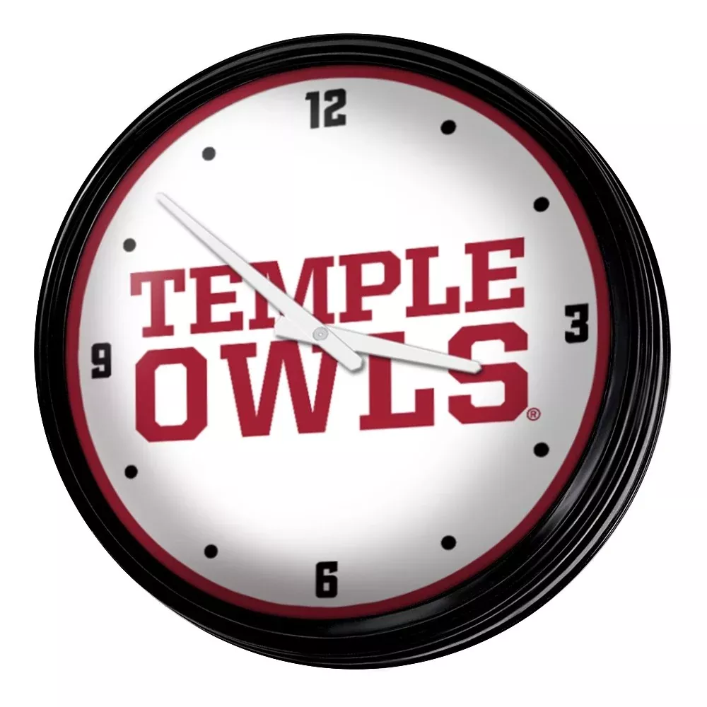 Temple Owls: Retro Lighted Wall Clock