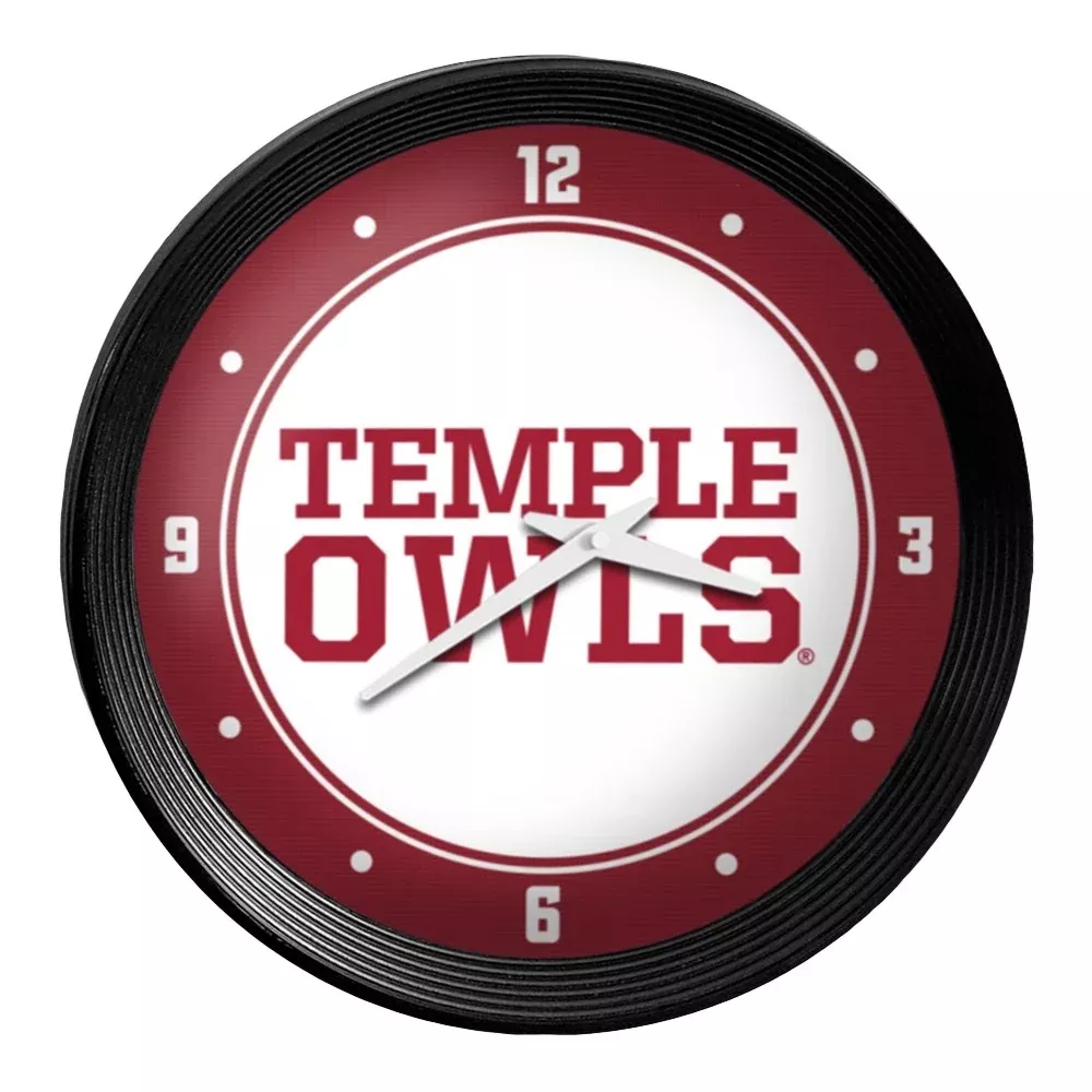 Temple Owls: Ribbed Frame Wall Clock