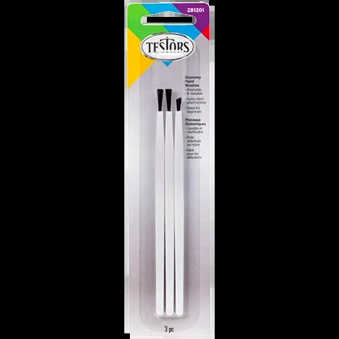 Testors 281201 2 Broad Flat and 1 Fine Pointed Brush Set