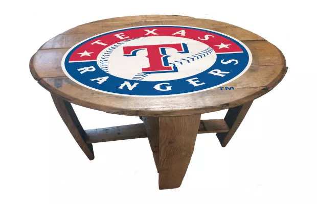 Texas Rangers Oak Barrel Table For Sale – Game Room Gorilla