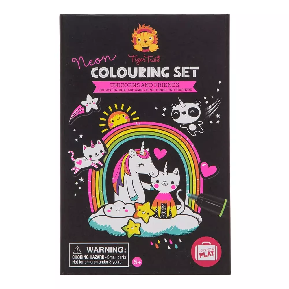 Tiger Tribe Neon Coloring Set - Unicorn & Friends - 36 Pages - Multicolor