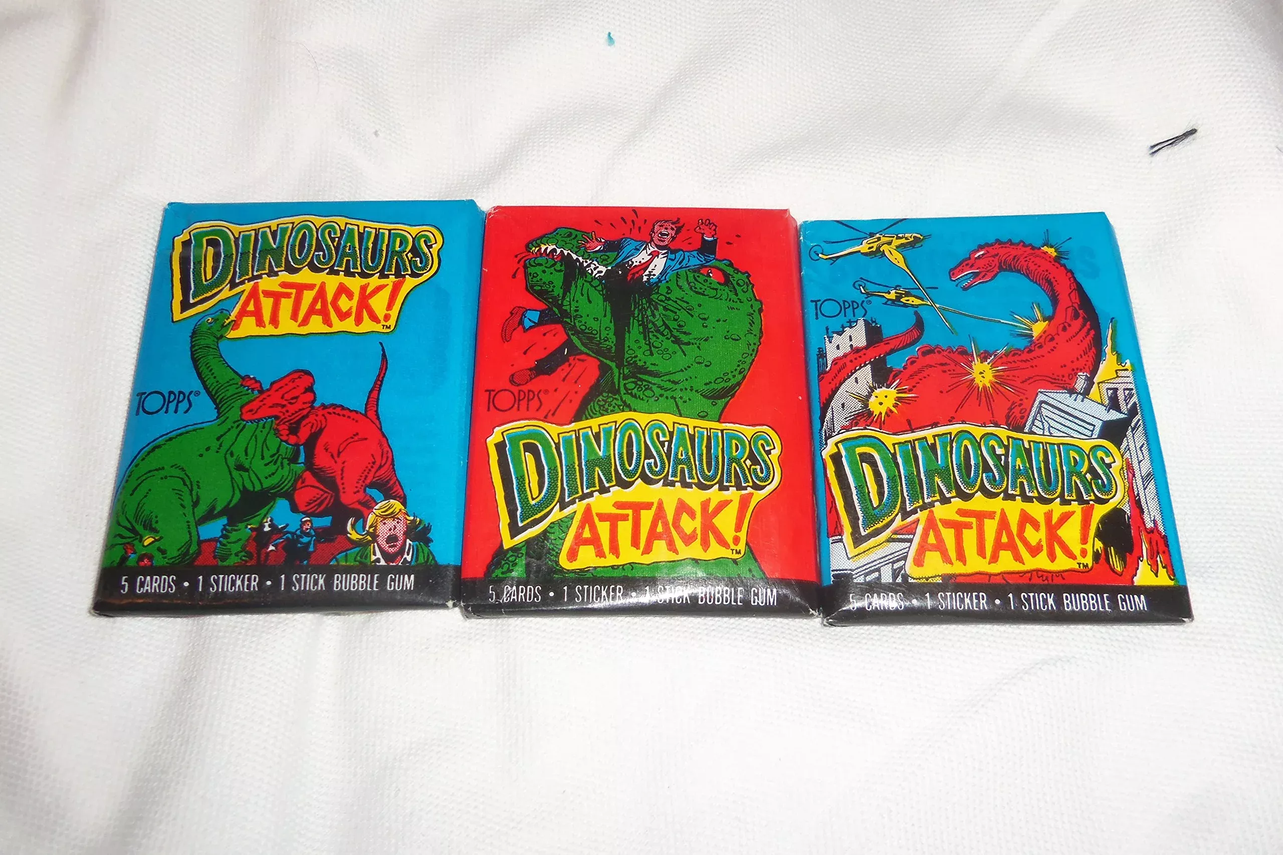 Topps Dinosaurs Attack! Trading Cards Sealed Pack of 5 Cards + Sticker