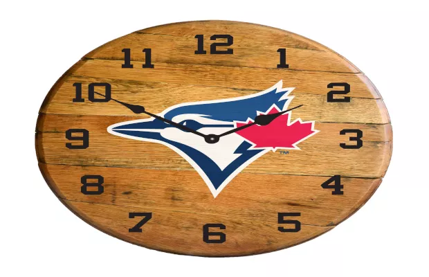 Toronto Blue Jays Oak Barrel Clock For Sale – Game Room Gorilla