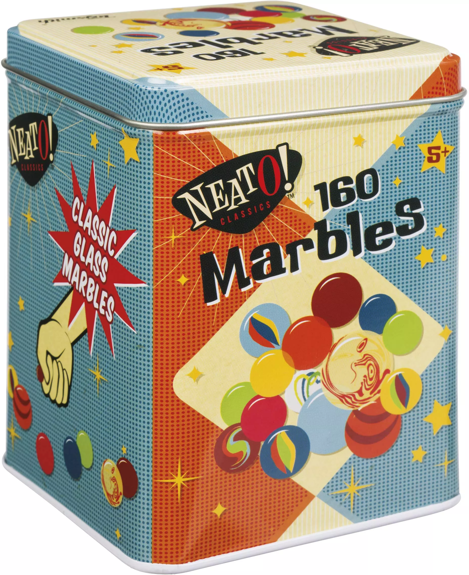 Toysmith Marbles in a Tin Box, 160 Multicolor Glass Marbles, 4